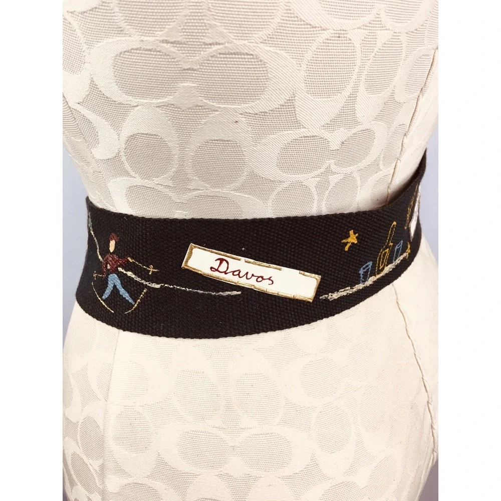 Womens Cloth Ring Closure Belt Mount Snow St Moritz 2
